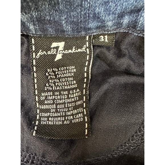 7 For All Mankind raw hem two tone ankle jeans mid-rise stretch denim size 31 - Picture 3 of 4